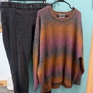 Old Navy Multicolor Crew Neck Sweater and gray pants 2  pieces - outfit